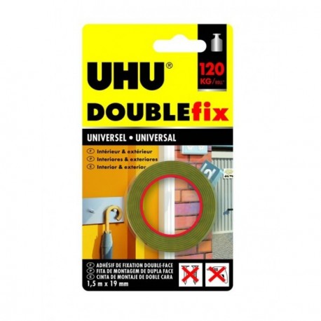 Ruban UHU Double fix ultra fort invisible 1,50mx19mm