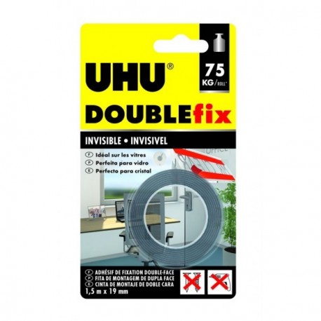 Ruban UHU Double fix extra fort invisible 1,50mx19mm