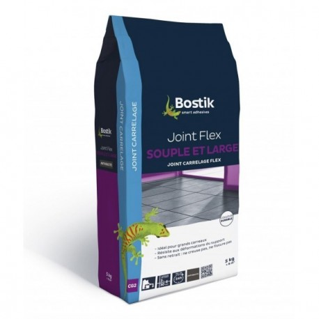 Joint flex poudre BOSTIK gris ciment 5kg