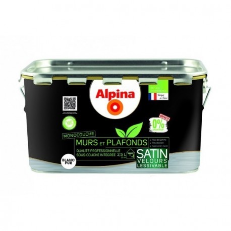 Peinture ALPINA premium murs & plafonds 0% Velours Blanc 2,5L