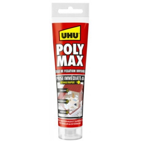 Colle Mastic POLY MAX Prise Immédiate UHU Invisible tube 115g
