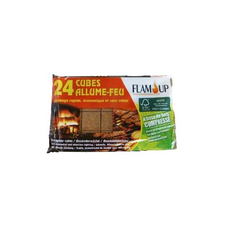 Boîte de 24 allume-feu bois compressé FLAM'UP