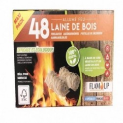 Boîte de 48 allume-feu laine de bois FSC 100% végétal FLAM'UP