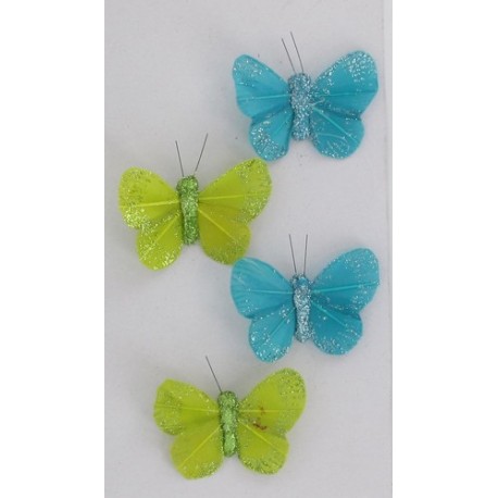 Papillon plume ESSENTIEL turquoise/anis