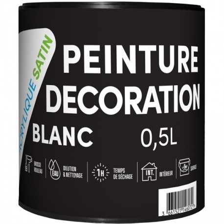 Peinture acrylique TDP Décoration satin blanc 0,5L
