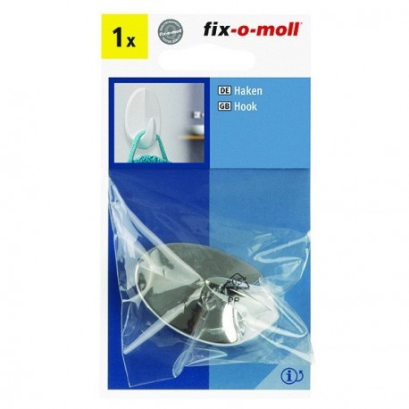 1 Crochet pour cuisine et salle de bain FIX-O-MOLL argent 54x32mm