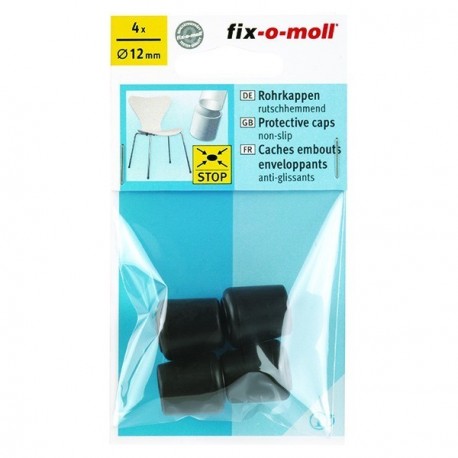 4 Embouts de chaise enveloppant FIX-O-MOLL caoutchouc noir Ø.12mm