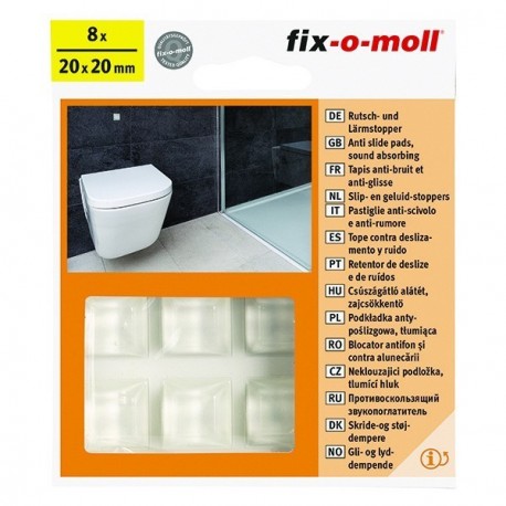 4 patins amortisseurs FIX-O-MOLL adhésif transparent 20x20mm