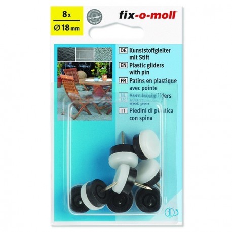 8 patins plastique FIX-O-MOLL à clouer blanc Ø.18mm