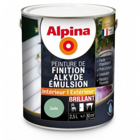 Peinture alkyde émulsion brillant ALPINA 2,5L jade
