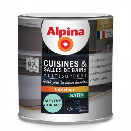 Peinture Cuisines & Bains satin ALPINA 0,5L menthe glaciale