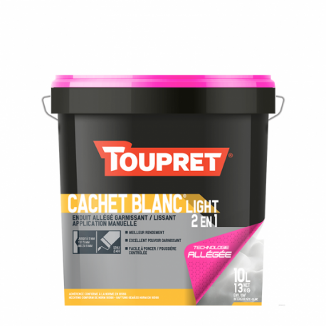 Enduit Allégé Garnissant/Lissant TOUPRET Bâtiment Cachet Blanc light 2en1 10L