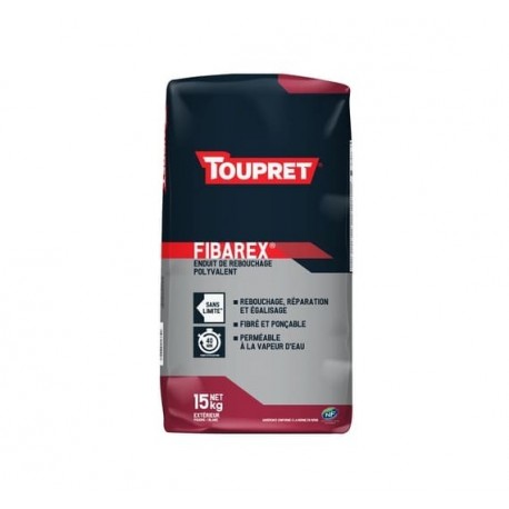 Enduit de rebouchage extérieur fibré TOUPRET Bâtiment Fibarex 15kg