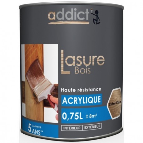 Lasure bois ADDICT acrylique chêne clair 0,75L