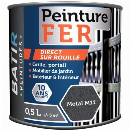 Peinture anti-rouille fer martelé BATIR glycéro métal 0,5L