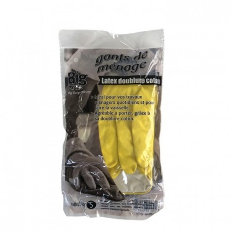 Gants Ménage Latex REMUE MENAGE intérieur floqué coton taille S