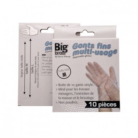 10 Gants Fins Vinyles REMUE MENAGE taille M