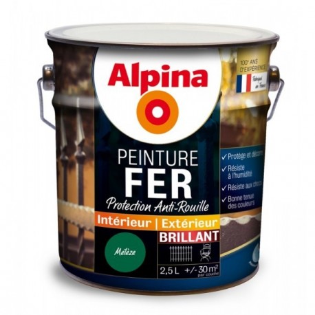 Peinture fer anti-rouille brillante ALPINA 2,5L mélèze