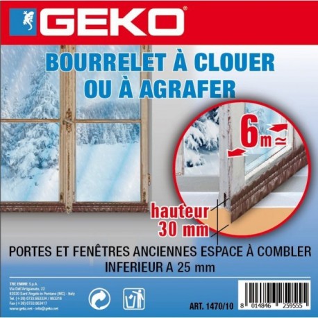 Bourrelet à clouer GEKO marron 6mx30mm