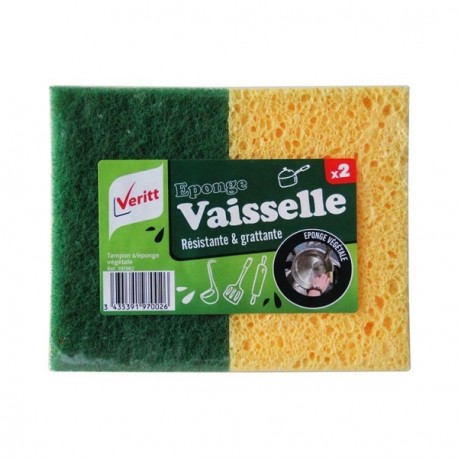 Lot de 2 Eponges vaisselle résistantes et grattantes VERITT 11,1X7,1