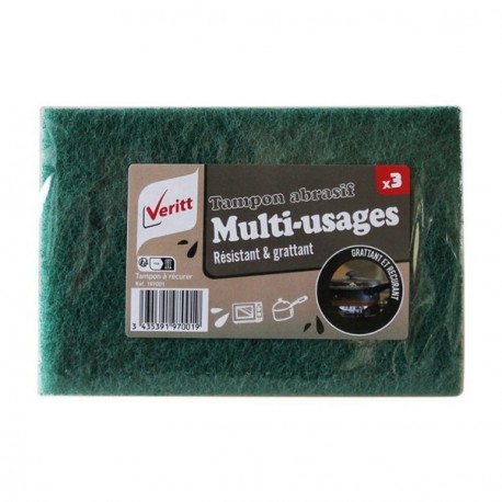 Lot de 3 tampons Abrasif VERITT multi usage 15X10