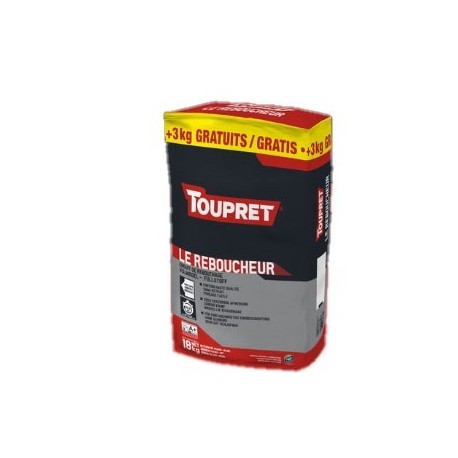 Enduit de rebouchage TOUPRET Bâtiment Le Reboucheur 15kg + 3kg gratuit