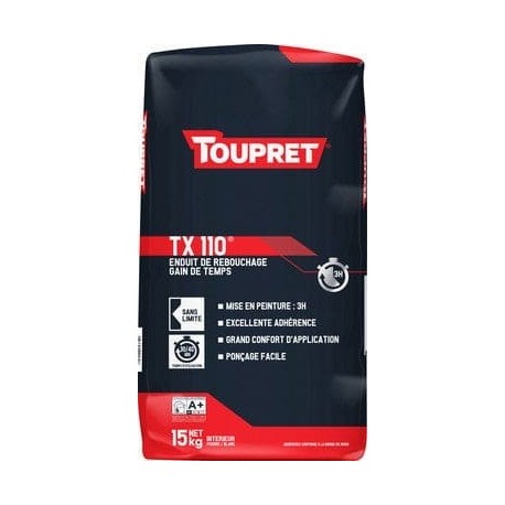 Enduit de rebouchage TOUPRET Bâtiment TX110 15kg