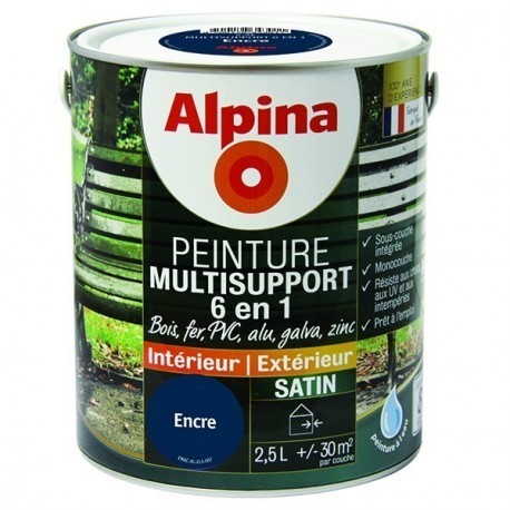 Peinture multisupport 6en1 satin ALPINA 2,5L encre