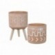 Lot 2 Cache-Pots STOF PUEBLA 13x13x12cm/13x13x19cm Terre