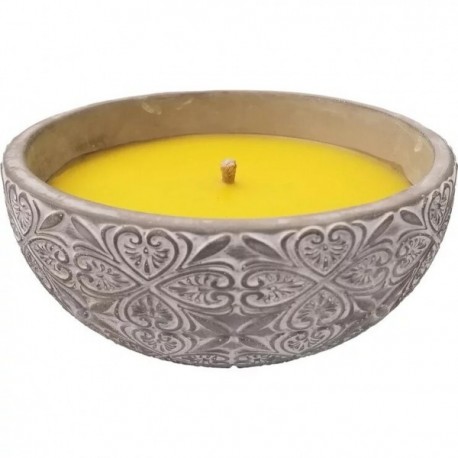 Bougie citronnelle pot ciment rosace GM Ø16x7cm