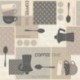 Toile cirée déco ACCESS DECO Coffee Time beige RL de 140cmx20m