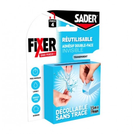 Adhésif SADER Double face FSP réutilisable 1,5mx19mm