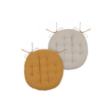 Galette ronde STOF curry/lin Ø.38cm