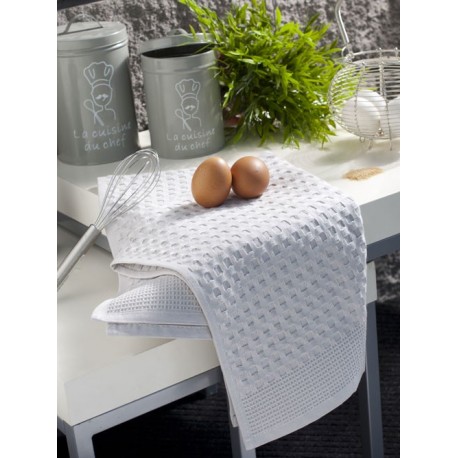 Lot de 2 torchons CALITEX Beline gris perle