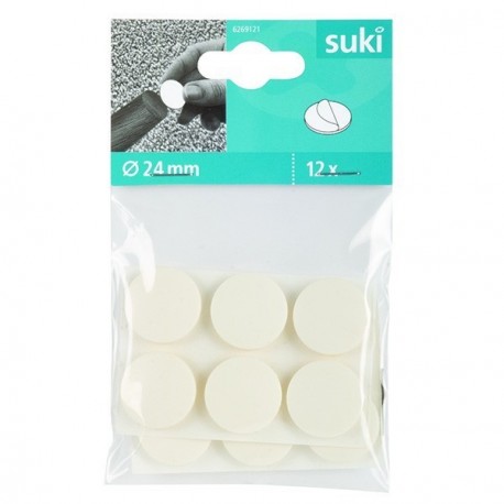 12 patins FIX-O-MOLL adhésifs protège-tapis blanc Ø.24mm
