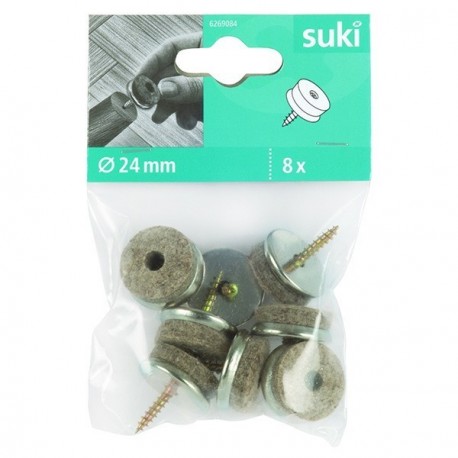 8 patins FIX-O-MOLL à visser spécial parquet Ø.24mm