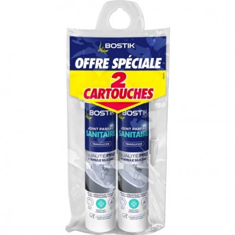 Lot BOSTIK Joint Parfait Sanitaire Translucide 2x280ml