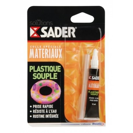 Colle SADER plastique souple avec rustine PVC 12ml