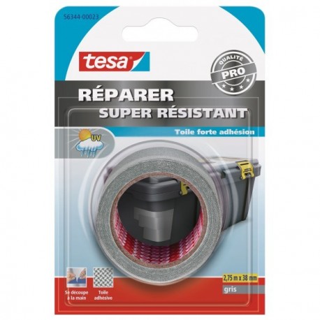 Adhésif de Réparation toilé Super Résistant TESA gris 2,75mx38mm