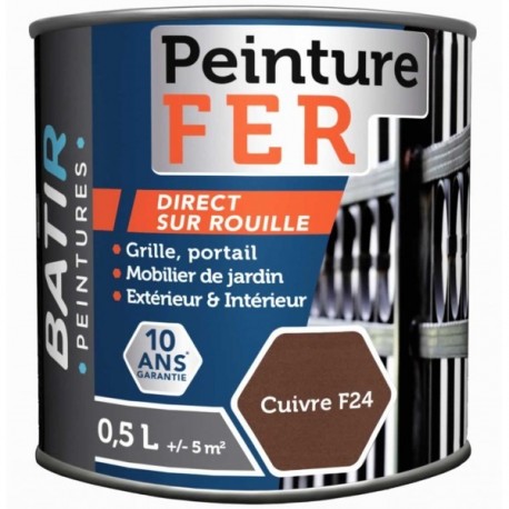 Peinture anti-rouille fer forgé BATIR glycéro 0,5L cuivre