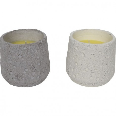 Bougie à la citronnelle Terracotta TENERIFE GM X1 gris/blanc