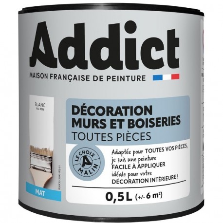 Peinture ADDICT Déco.M&Bois mat blanc 0,5L