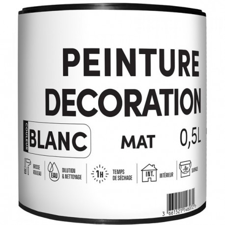 Peinture acrylique TDP Décoration mat blanc 0,5L