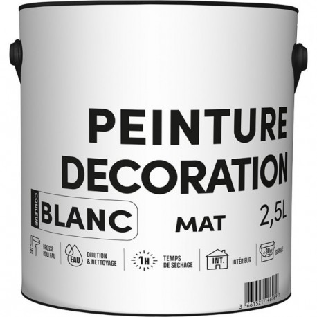 Peinture acrylique TDP Décoration mat blanc 2,5L