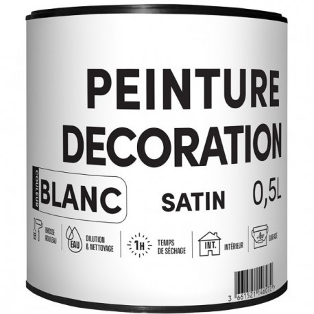 Peinture acrylique TDP Décoration satin blanc 0,5L