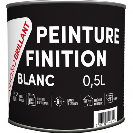 Peinture laque glycéro TDP brillant blanc 0,5L