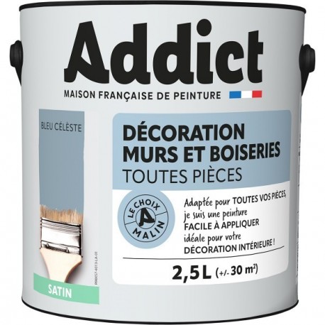 Peinture ADDICT Déco.M&Bois satin bleu céleste 2,5L