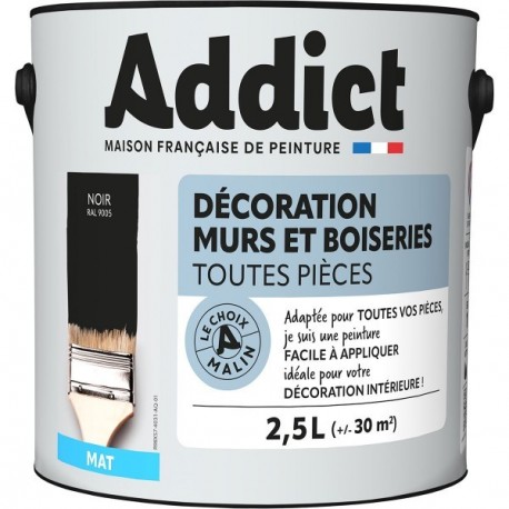 Peinture ADDICT Déco.M&Bois mat noir 2,5L