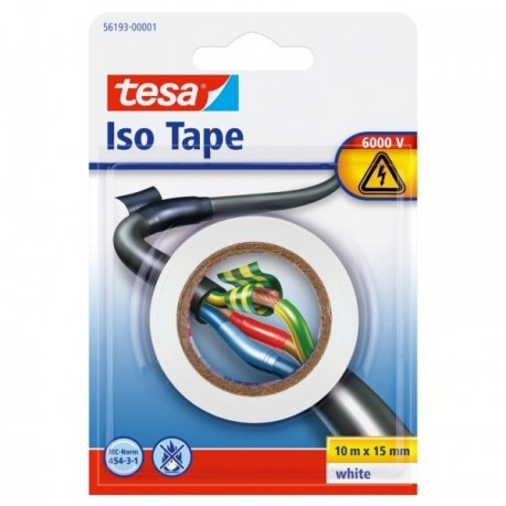 Adhésif Isolation Electrique TESA Isotape blanc 10mx15mm