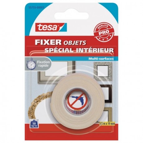 Adhésif double face TESA Fixation Intérieur 1,5mx19mm